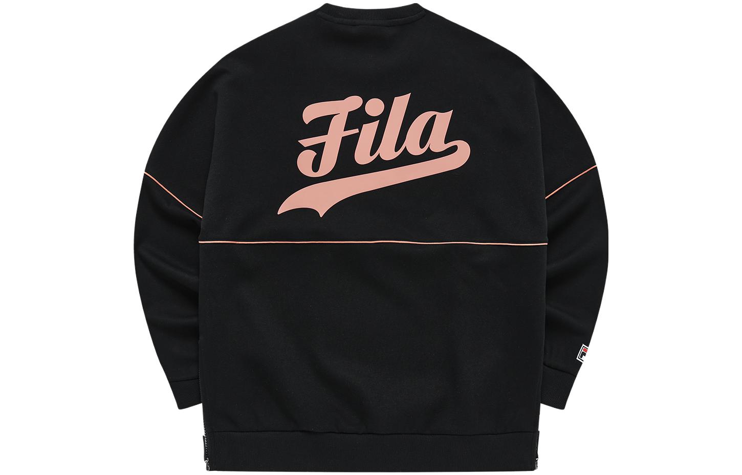 FILA Letter Print Unisex Pullover Crewneck Long-Sleeve Sweatshirt Black T11U316201B-BK