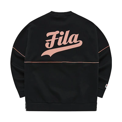 FILA Letter Print Unisex Pullover Crewneck Long-Sleeve Sweatshirt Black T11U316201B-BK
