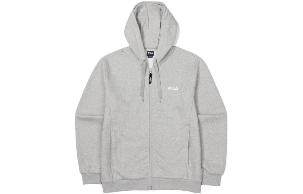 FILA Letter Print Zip-Up Hoodie Jacket Unisex - Gray FS2FTF4102X-SGE