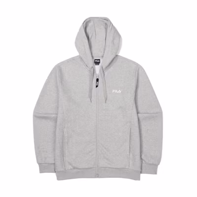 FILA Letter Print Zip-Up Hoodie Jacket Unisex - Gray FS2FTF4102X-SGE
