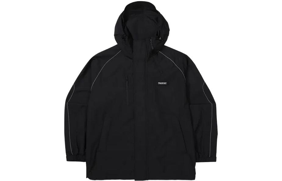 FILA Letter Print Zip-Up Hoodie Jacket Unisex Black FS2JKF4134X-BLK