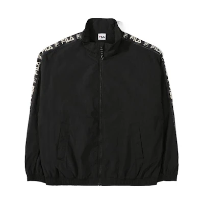 FILA Letter Print Zip-Up Jacket Unisex Black Long-Sleeve FE2JKE5302X-BLK