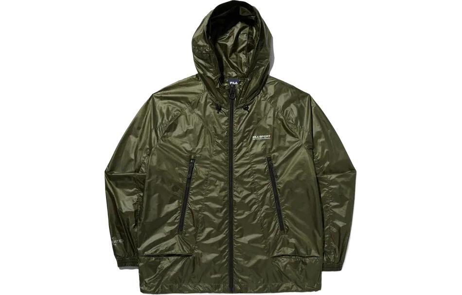 FILA Letter Print Zip Hoodie Jacket Unisex Dark Green FS2JKG2132XDKH