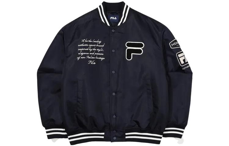 FILA Letter Striped Stand Collar Fitted Long-Sleeve Jacket Unisex Navy Blue FS2JKF4101X-INA