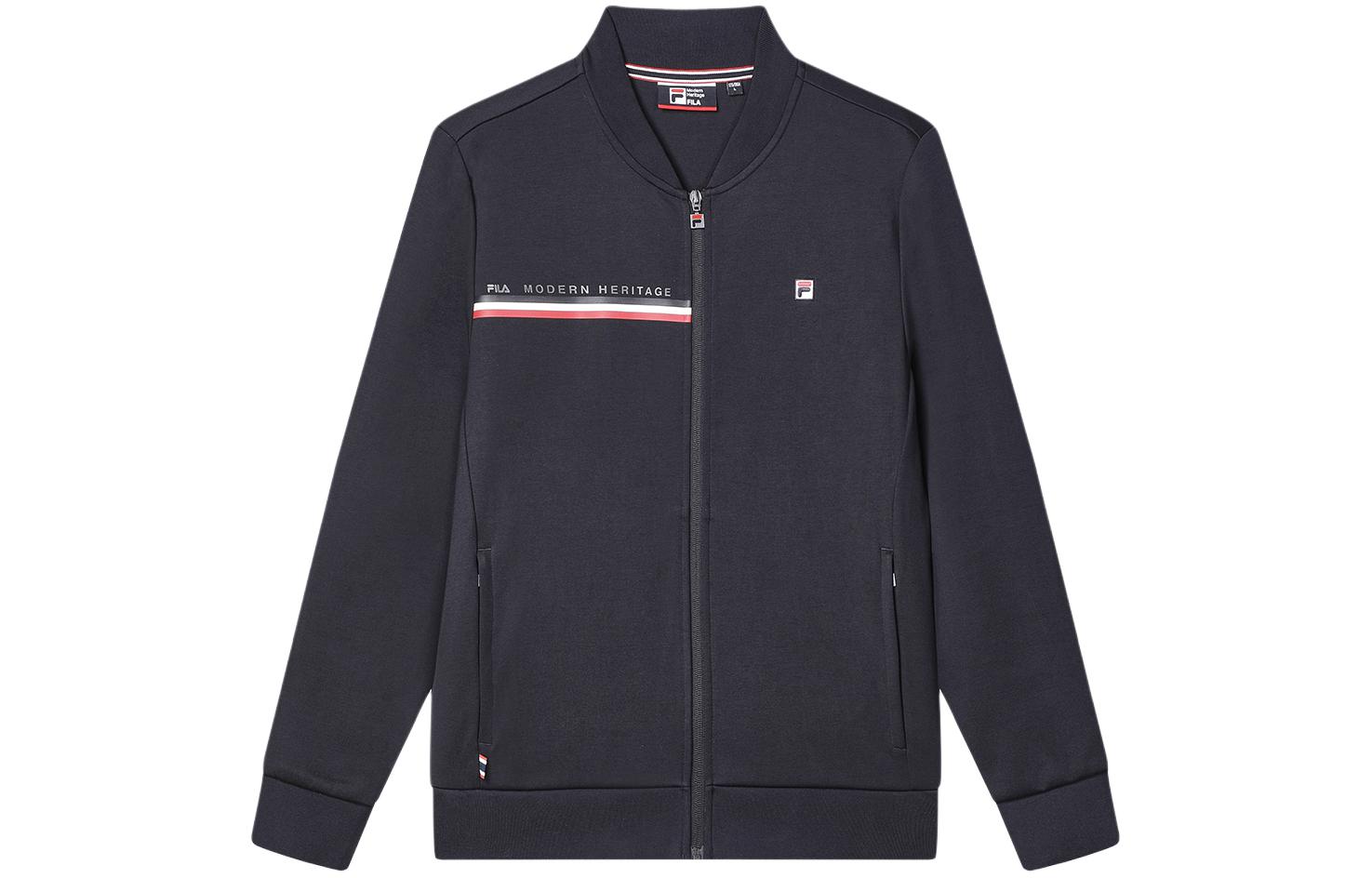 FILA Letter Zipper Baseball Jacket Legendary Blue Long Sleeve Outerwear F11M411501F-NV