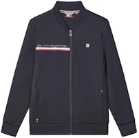 FILA Letter Zipper Baseball Jacket Legendary Blue Long Sleeve Outerwear F11M411501F-NV FILA Letter Zipper Baseball Jacket Legendary Blue Long Sleeve Outerwear F11M411501F-NV