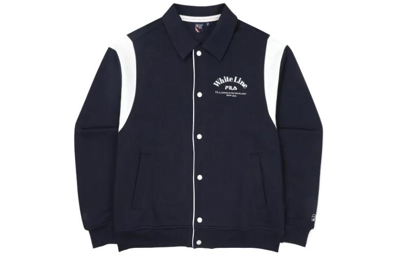 FILA Lettered Collar Loose-Fit Long-Sleeve Jacket Unisex Blue FS2FTF1331X-INA