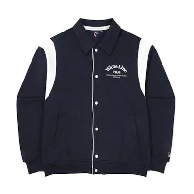 FILA Lettered Collar Loose-Fit Long-Sleeve Jacket Unisex Blue FS2FTF1331X-INA