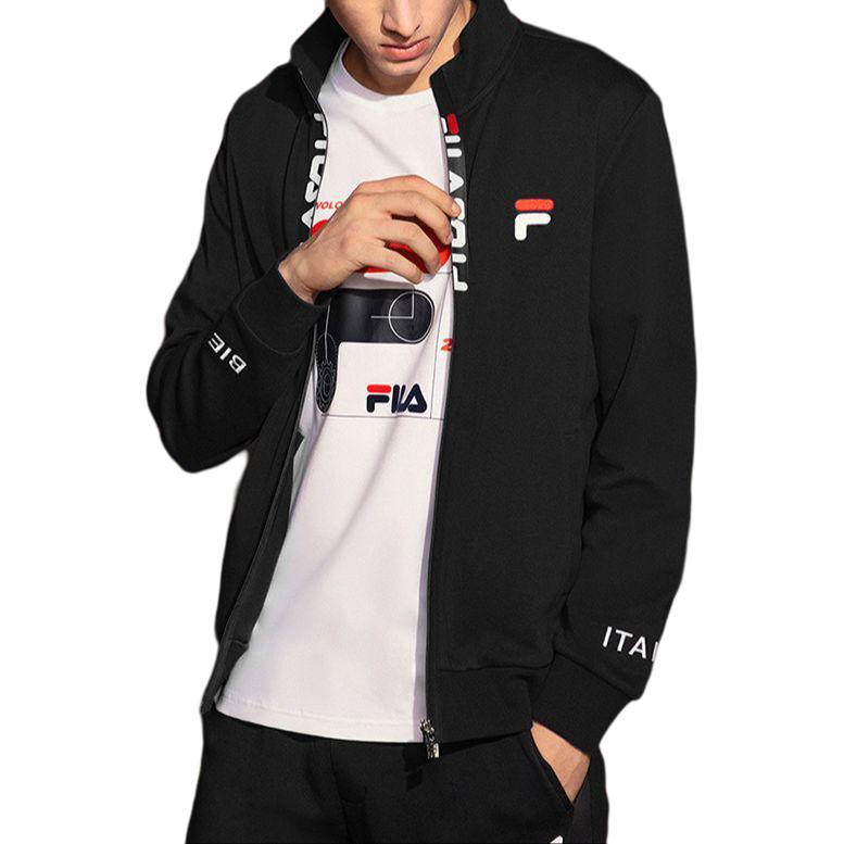 Shop FILA轻便透气字母立领夹克-黑色 F51M138599FBK
