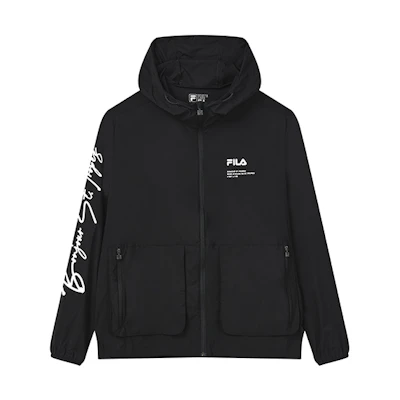 FILA Lightweight Hooded Jacket with Logo Print - Jet Black F11M228701FBK