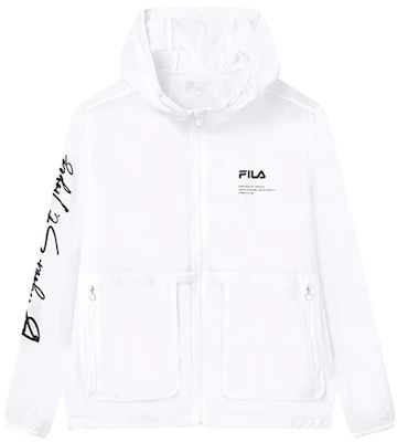FILA Lightweight Hooded Jacket with Logo Print - Standard White F11M228701F-WT Buy FILA Lightweight Hooded Jacket with Logo Print - Standard White F11M228701F-WT