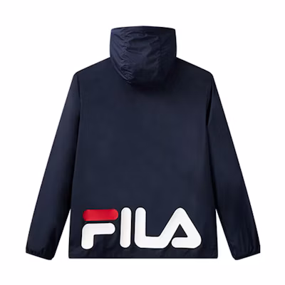 FILA Lightweight Hoodie Jacket with Logo Print in Legend Blue F51M128712FNV