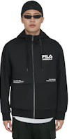 Shop FILA Lightweight Knit Jacket with Logo Print in Black F11M229501FBK