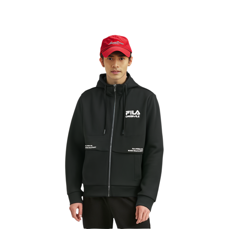 Details for FILA 黑色轻薄针织夹克带标志印花 F11M229501FBK