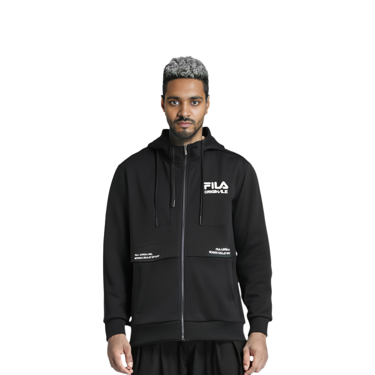 Sizing FILA 黑色轻薄针织夹克带标志印花 F11M229501FBK