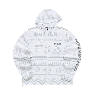 FILA Lightweight Letter Print Hoodie Jacket - Standard White T11M233701FWT