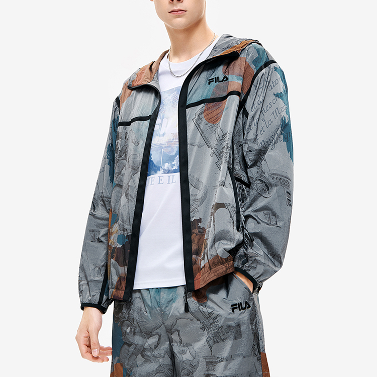 FILA Lightweight Loose Fit Jacket with All-Over Embroidered Logo Design F11M238701F-ZA 圖 4