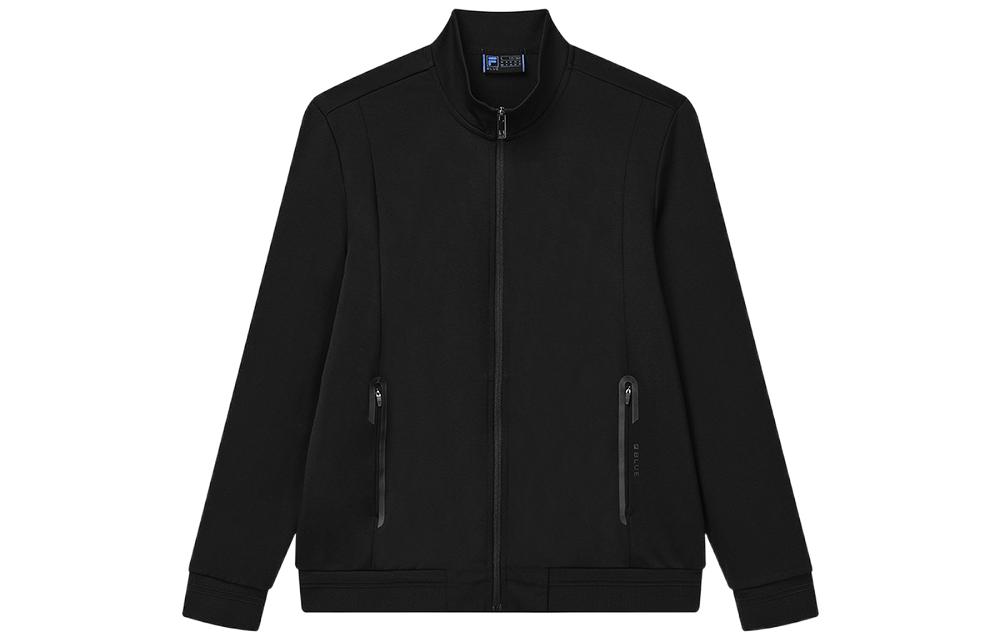 FILA Lightweight Solid Black Casual Zip-Up Jacket with Stand Collar F11M222501F-BK