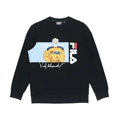 FILA Logo Cartoon Print Loose Fit Sweatshirt Men Black F11M118204FBK