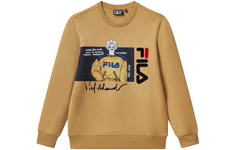 FILA Logo Cartoon Printed Crewneck Sweatshirt Sand Yellow () F11M118204FYE