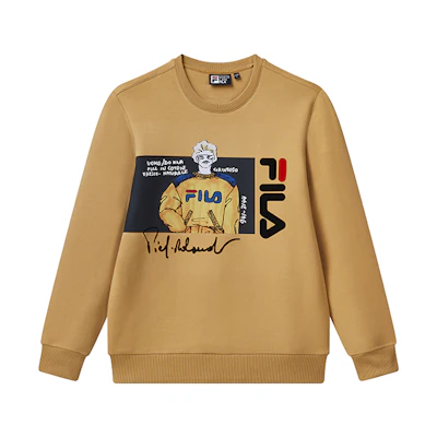 FILA Logo Cartoon Printed Crewneck Sweatshirt Sand Yellow () F11M118204FYE
