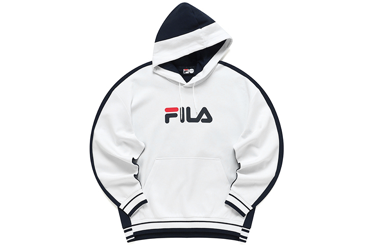 FILA Logo Colorblock Pullover Hoodie Standard White T11M141208F-WT