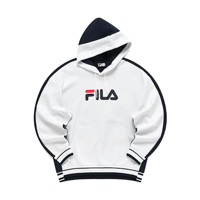 FILA Logo Colorblock Pullover Hoodie Standard White T11M141208F-WT