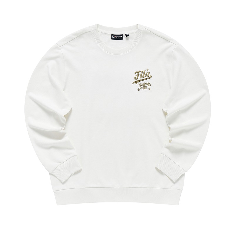 FILA Logo Cotton Crewneck Pullover Sweatshirt White T11M312203F-161205