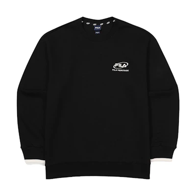 FILA Logo Crewneck Pullover Sweatshirt Unisex Black FS2POF3104X-BLK