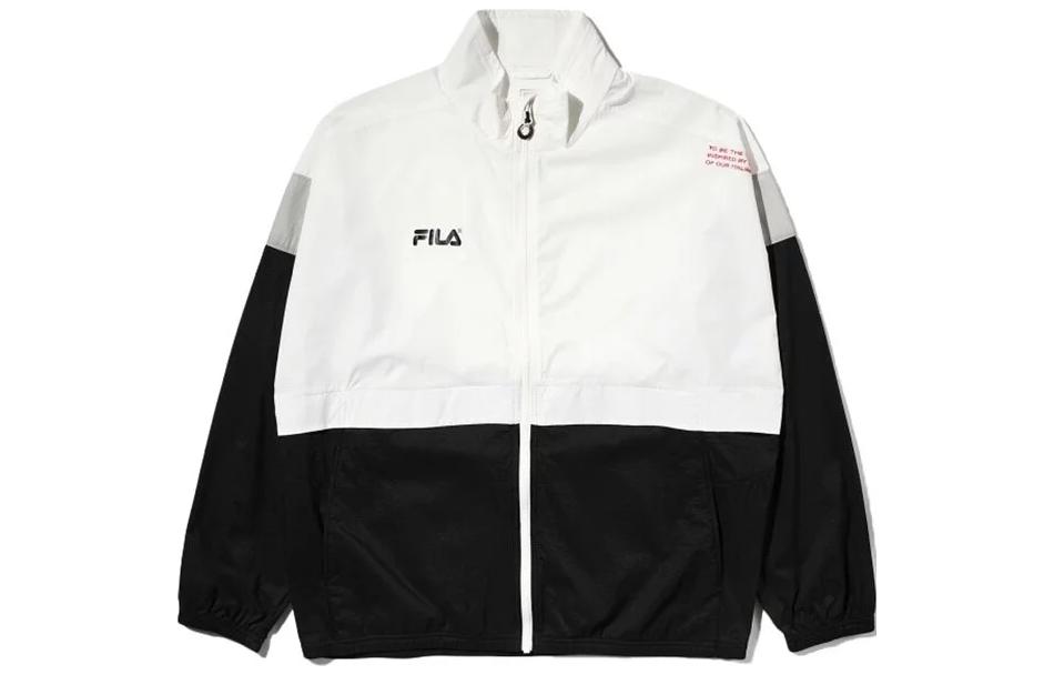 FILA Logo Double Pocket Full-Zip Jacket for Men - Black/White S2JKD2202X-BK