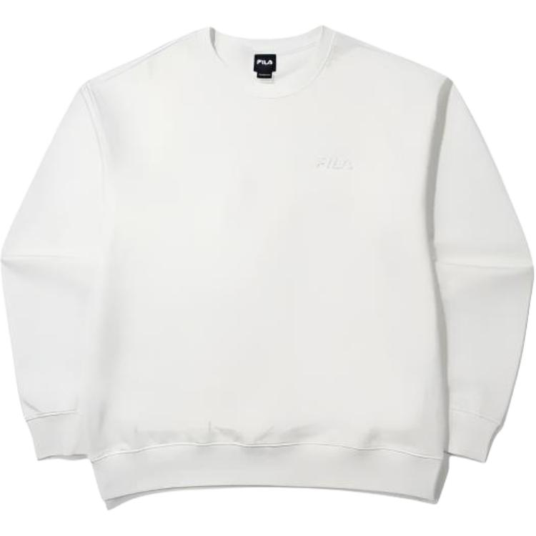FILA Logo Embroidered Crewneck Loose Fit Sweatshirt Unisex White FS2POG1G01XO-WH