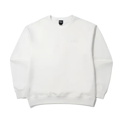FILA Logo Embroidered Crewneck Loose Fit Sweatshirt Unisex White FS2POG1G01XO-WH