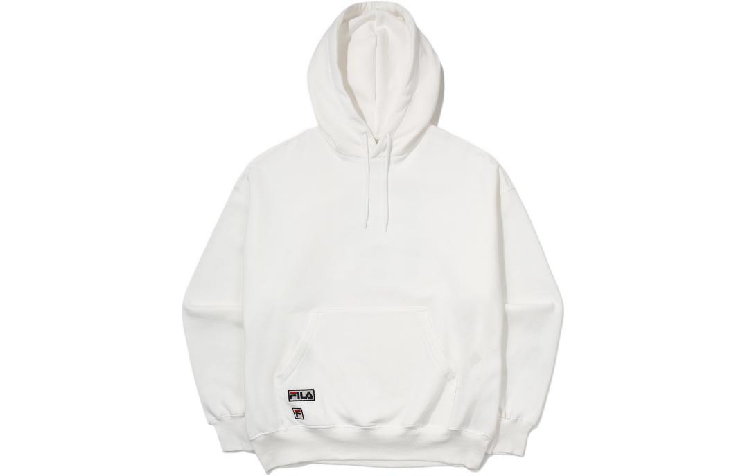FILA Logo Embroidered Drawstring Hoodie Unisex - White FS2POE4702X-OWH