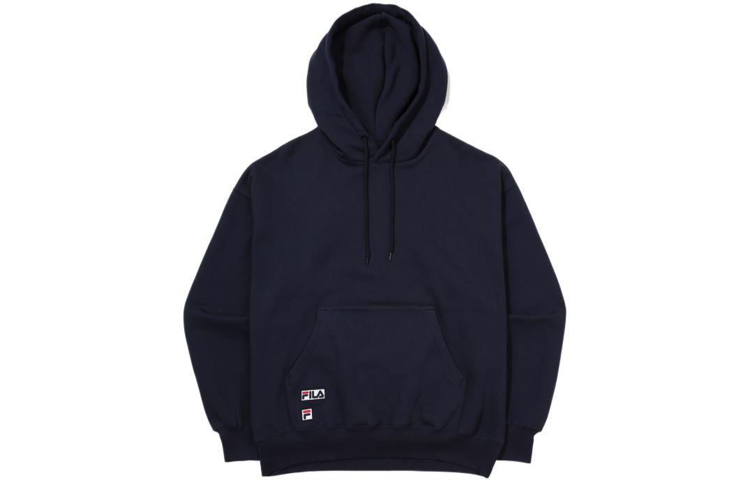 FILA Logo Embroidered Drawstring Hoodie Unisex Deep Blue FS2POE4702X-INA