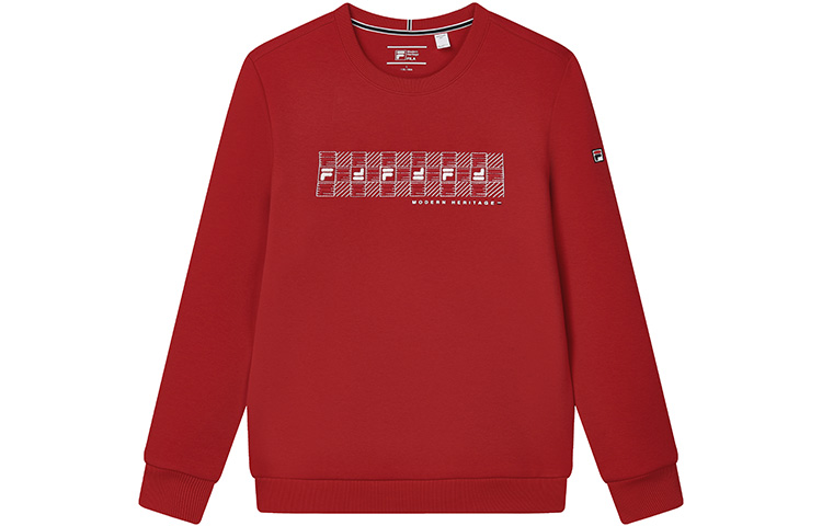 FILA Logo Embroidered Knit Pullover Sweatshirt Legendary Red F11M211202FRD