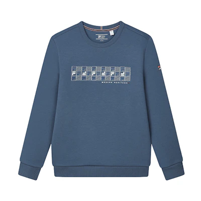 FILA Logo Embroidered Knit Sweatshirt Crewneck - Starry Blue F11M211202FDB