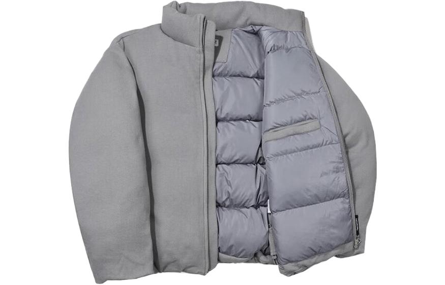 Shop 휠라 로고 자수 스탠드 칼라 재킷 그레이 FS2DJE4601X-LGY