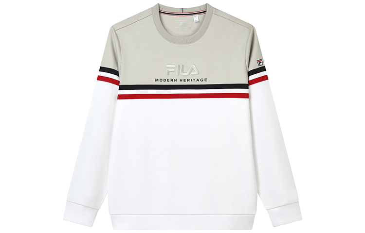 FILA Logo Embroidered Striped Crewneck Sweatshirt - Rapid Gray F11M211217FGY