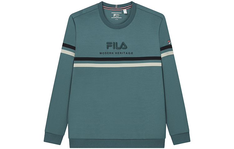 FILA Logo Embroidered Striped Knit Pullover Sweatshirt Blue () F11M211217FBU