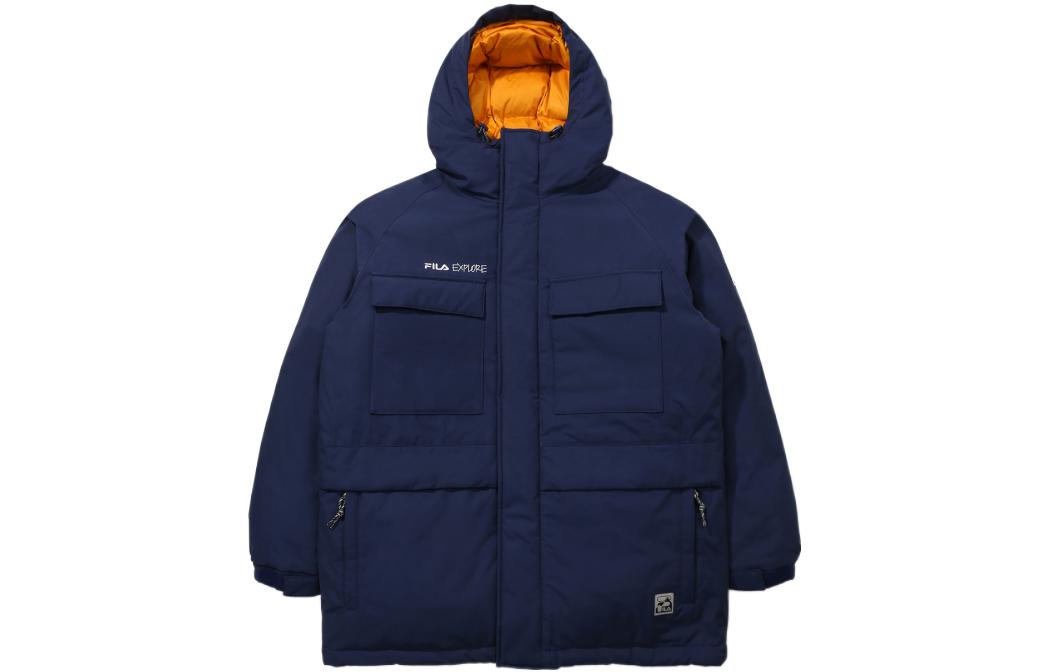 Buy FILA Logo Embroidered Thickened Hooded Down Jacket Unisex Blue. FS2DJD4E12X-NAY