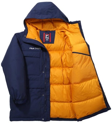 FILA Logo Embroidered Thickened Hooded Down Jacket Unisex Blue. FS2DJD4E12X-NAY Shop FILA Logo Embroidered Thickened Hooded Down Jacket Unisex Blue. FS2DJD4E12X-NAY