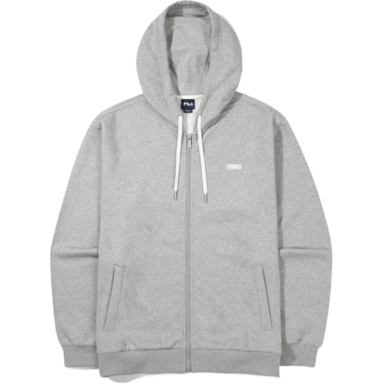FILA Logo Embroidered Zip-Up Hoodie Jacket Unisex - Gray FS2FTG4101UL-ML