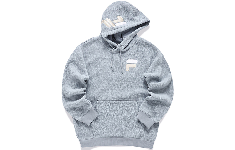 FILA Logo Fleece Pullover Hoodie Misty Gray Unisex T11U146201FGY