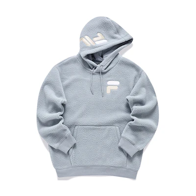 FILA Logo Fleece Pullover Hoodie Misty Gray Unisex T11U146201FGY