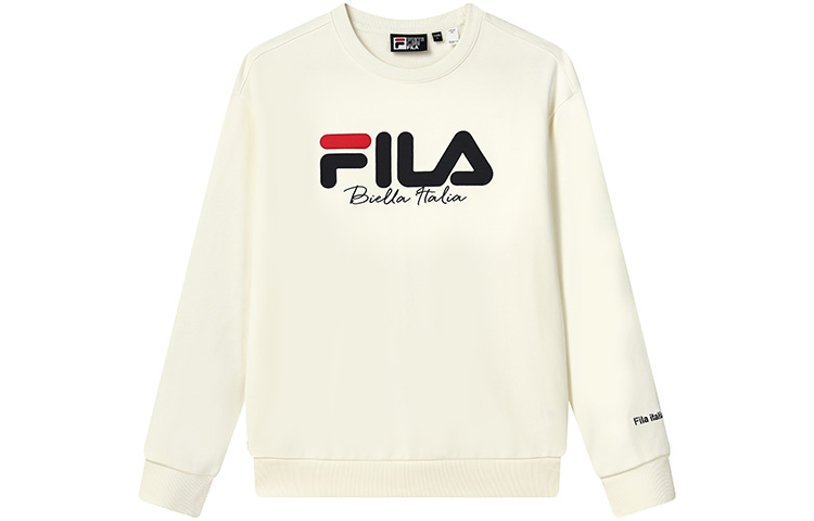FILA Logo Fleece Pullover Sweatshirt Unisex - Latex White F51U249299FIV