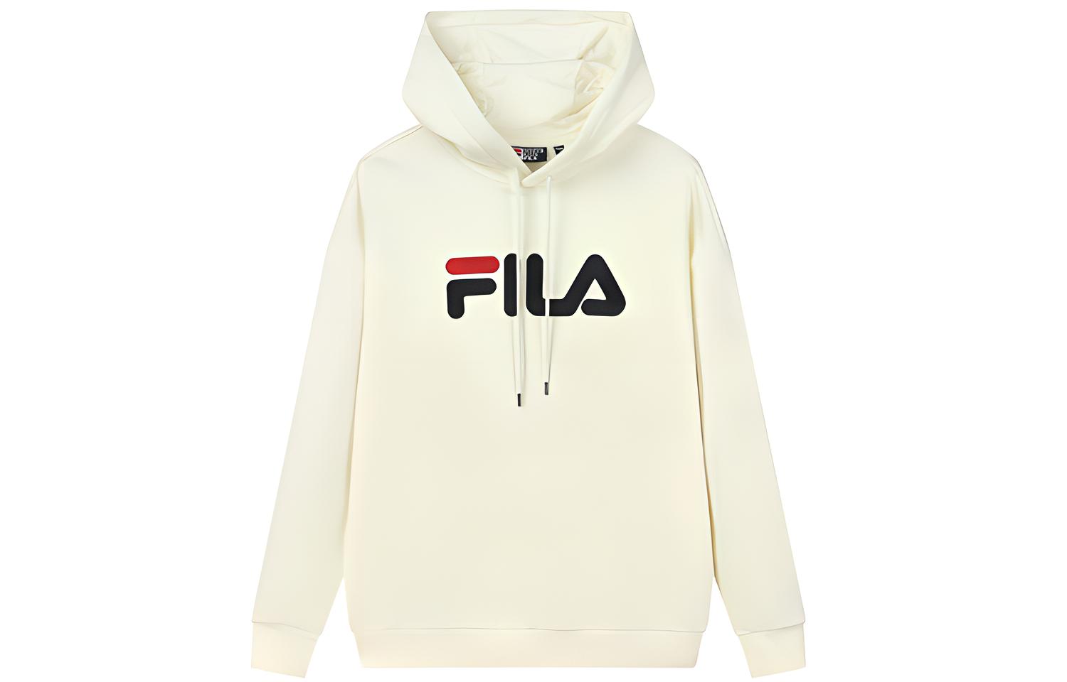 FILA Logo Fleece Sweatshirt Unisex Cream White Casual Sportswear F51U138296F-IV