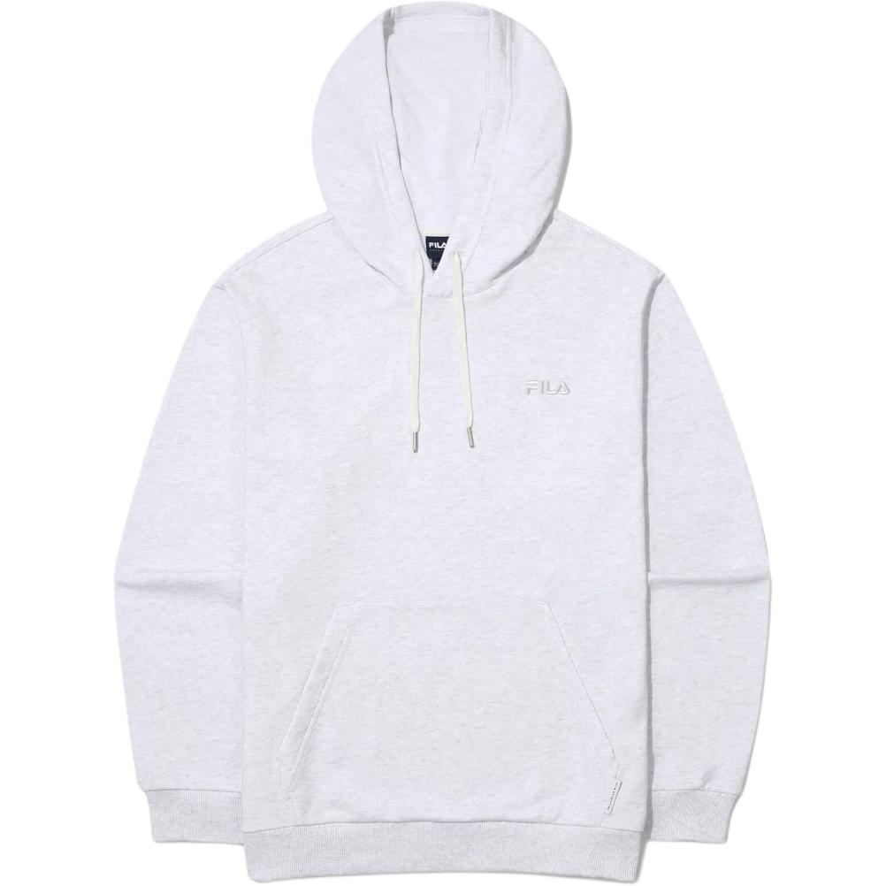 FILA Logo Front Pocket Pullover Hoodie Long Sleeve Unisex - White FS2POG3102U-WTM