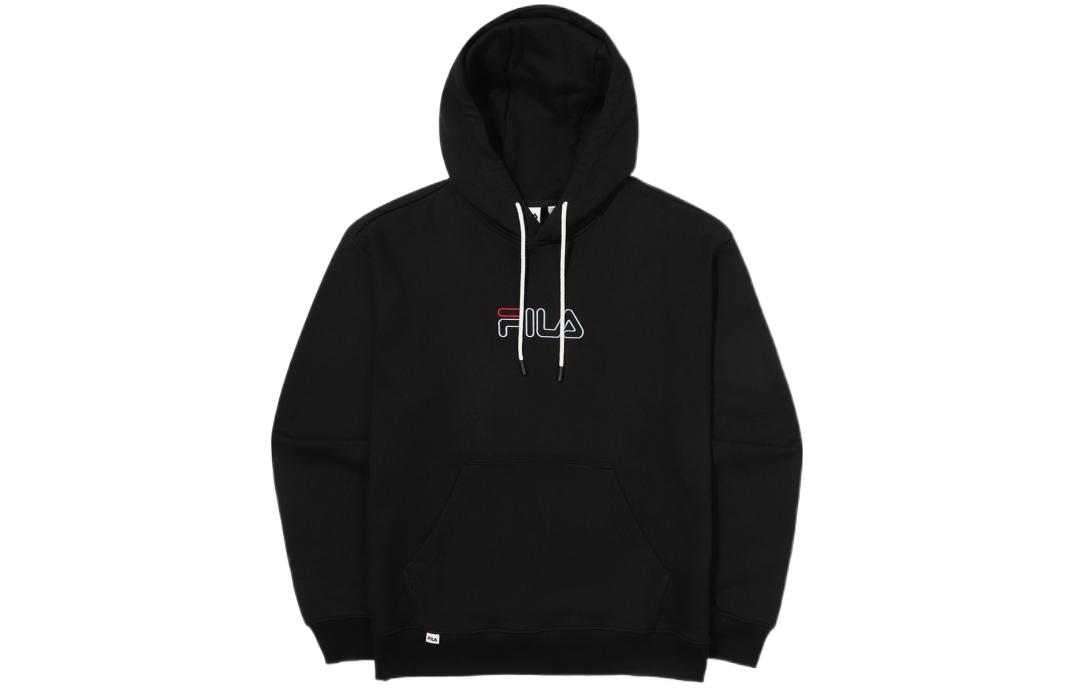 FILA Logo Graphic Hoodie Black Unisex Pullover with Drawstring FS2POE3109X-BLK