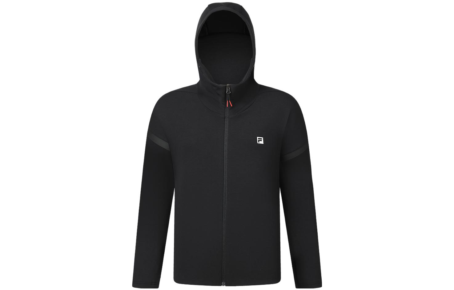 FILA Logo Graphic Loose Knit Hoodie Jacket Black A51M341506A-BK