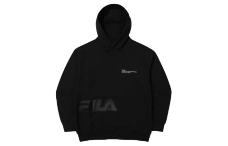 FILA Logo Graphic Pullover Hoodie Unisex Black Retro American Style FS2POG1G02X-BLK